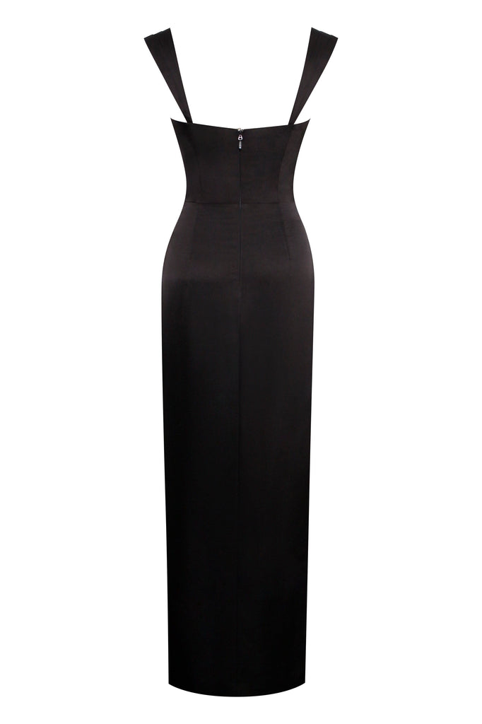 VICTORIA BLACK LACE SATIN CORSET DRESS