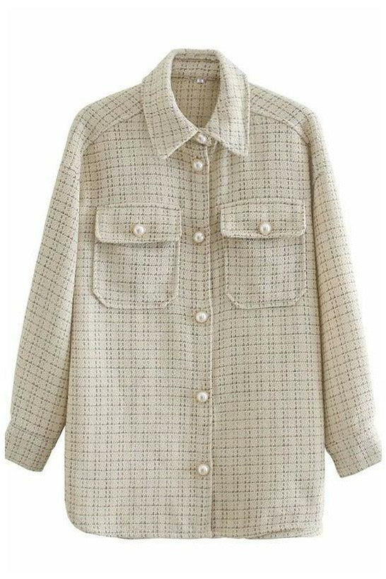 Cream Plaid Jacket - MONZI