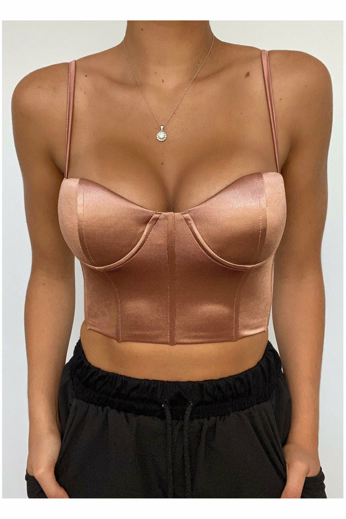 Rose Gold Cropped Bustier - MONZI