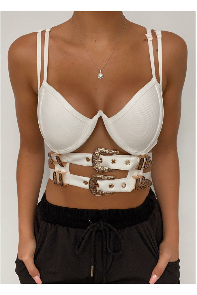Buckle Bustier - White - MONZI