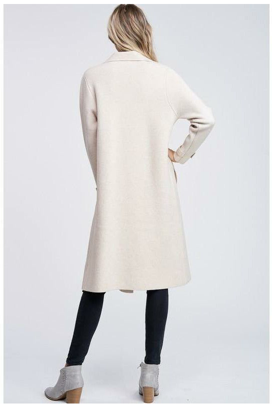 Cream Button Sweater Coat - MONZI