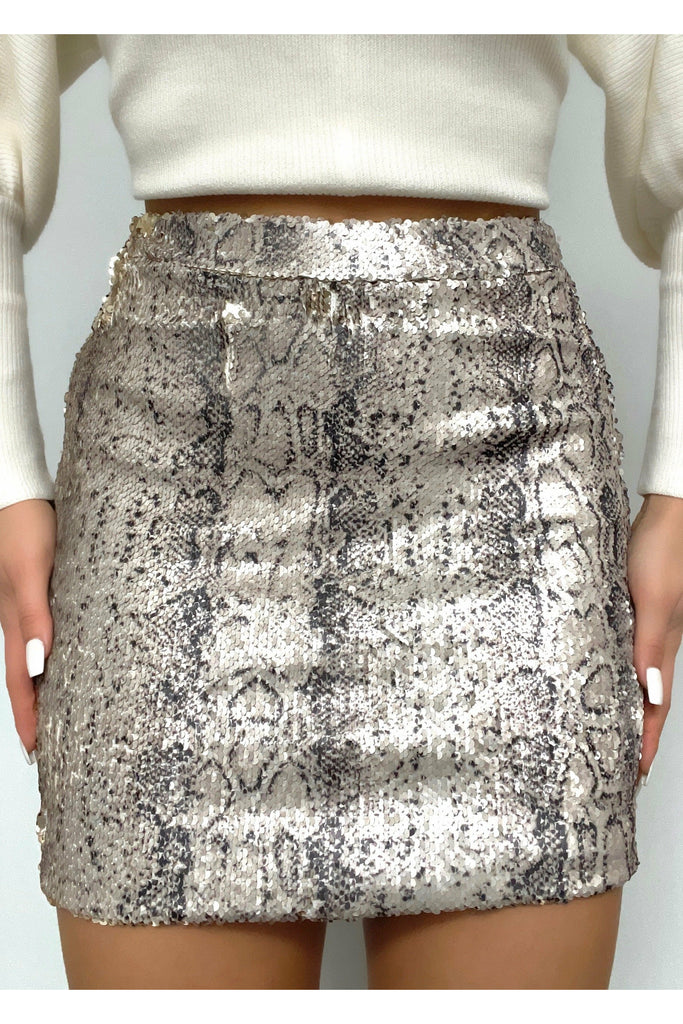 Gold Snake Reversible Sequin Skirt