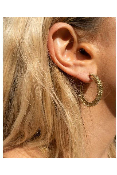 Gold Bead Hoops Earrings - MONZI