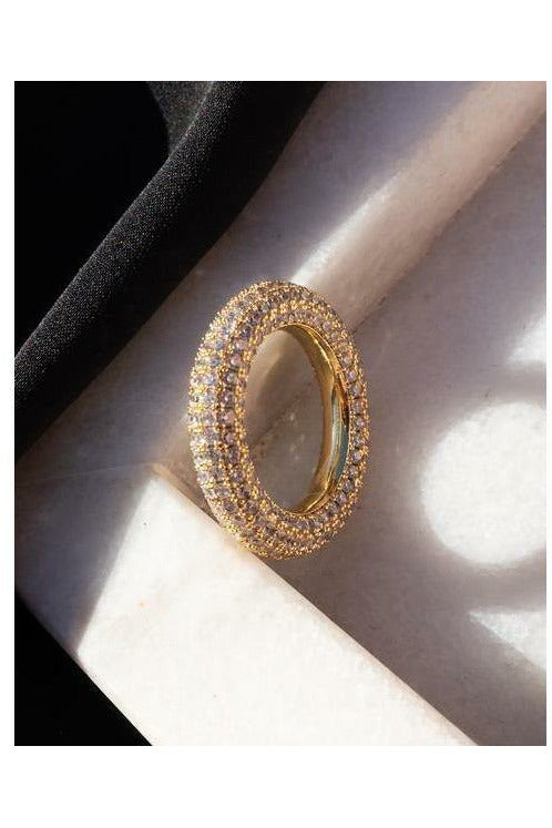 Gold Crystal Pave Tube Ring - MONZI