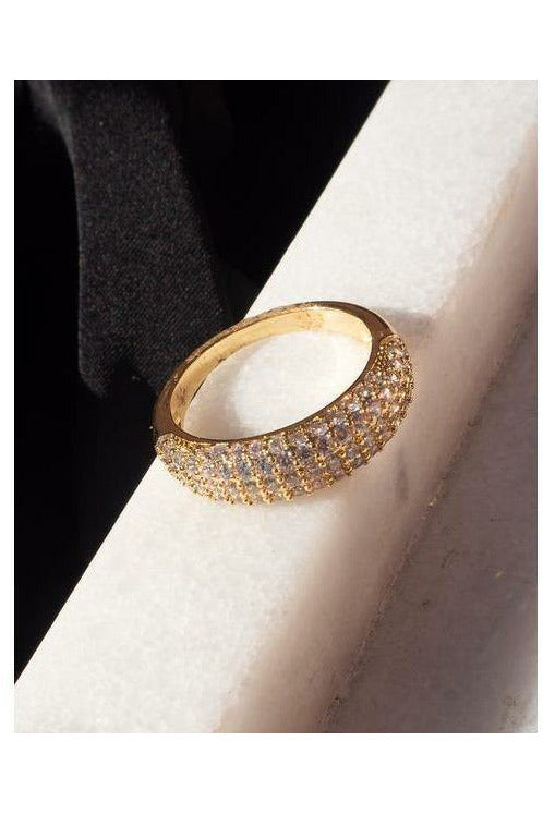 Gold Pave Crystal Ring - MONZI