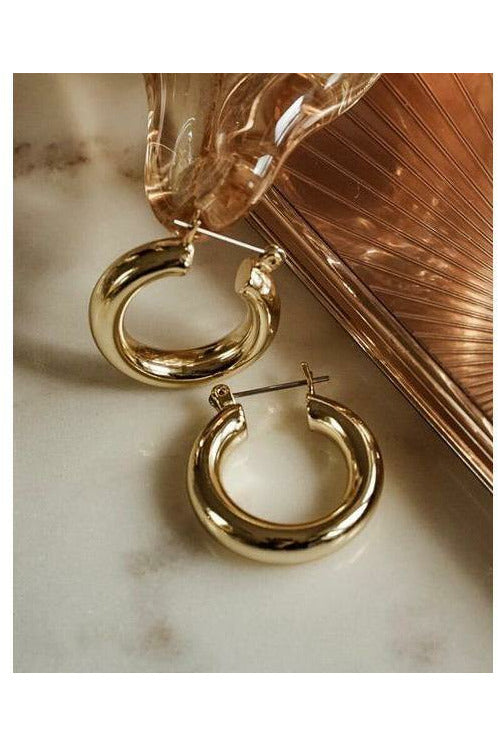 Gold Tube Hoop Earrings - MONZI