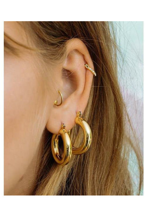 Gold Tube Hoop Earrings - MONZI