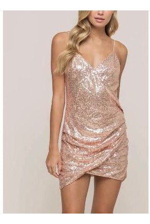Classic Champagne Sparkly Dress - MONZI