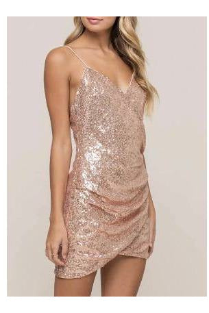 Classic Champagne Sparkly Dress - MONZI