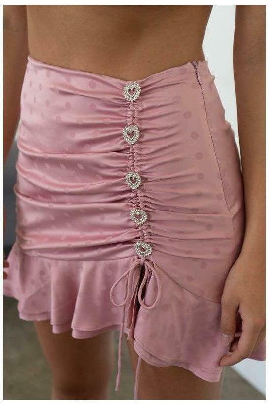Pink Heart Ruched Skirt - MONZI