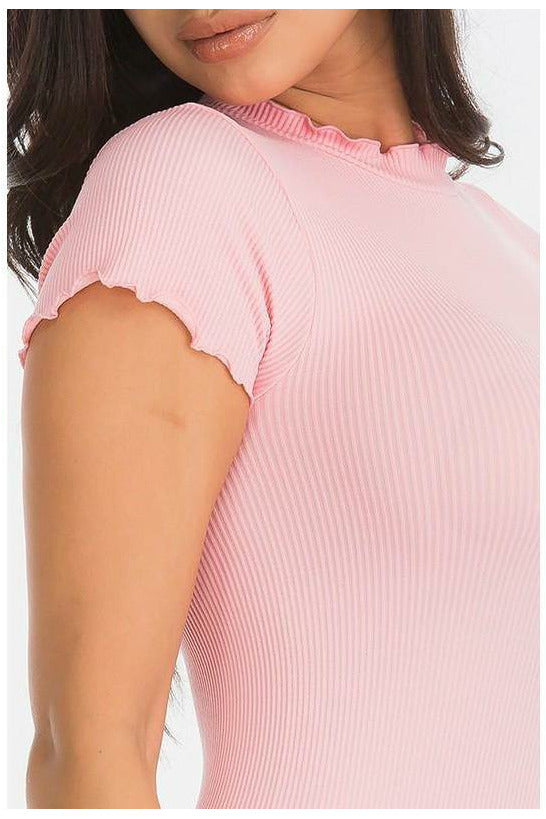 Blush Ruffle Sleeve Bodysuit - MONZI