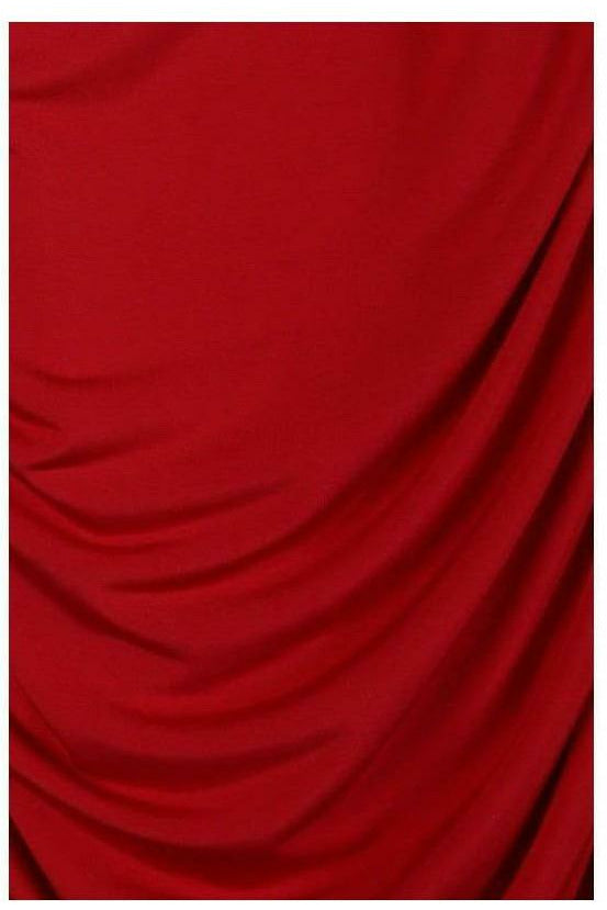 Red Long Sleeve Ruched Dress - MONZI