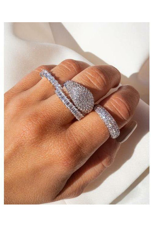 Silver Pave Crystal Ring - MONZI