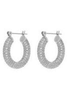 Silver Crystal Pave Hoop Earrings - MONZI