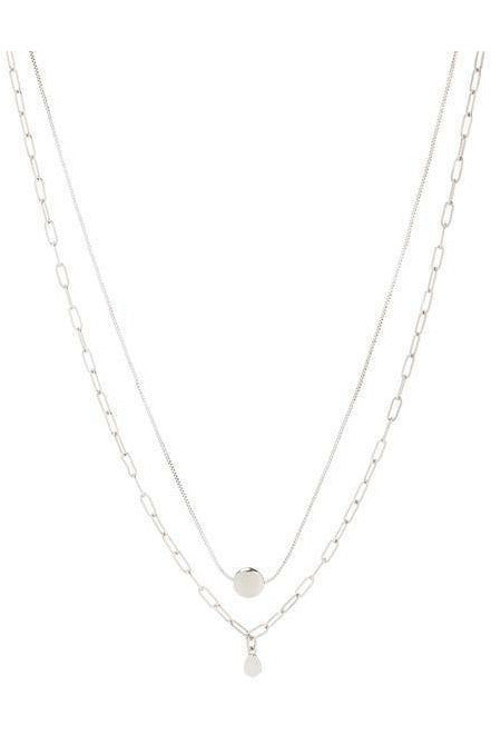 Silver Layered Charm Necklace - MONZI