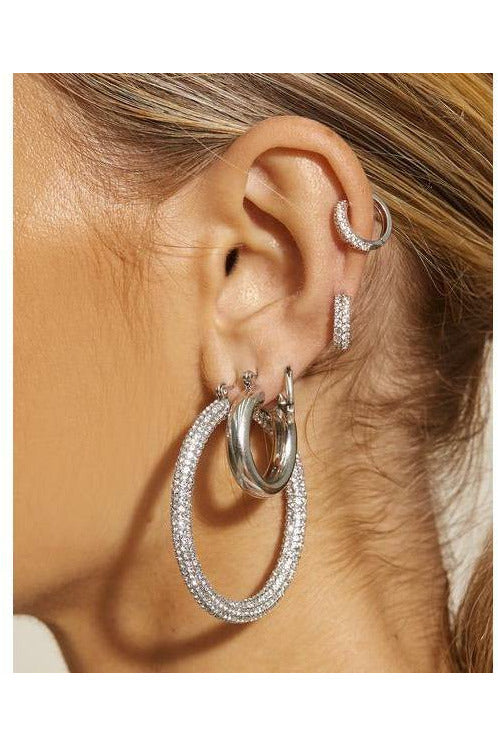 Silver Tube Hoop Earrings - MONZI