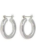 Silver Tube Hoop Earrings - MONZI
