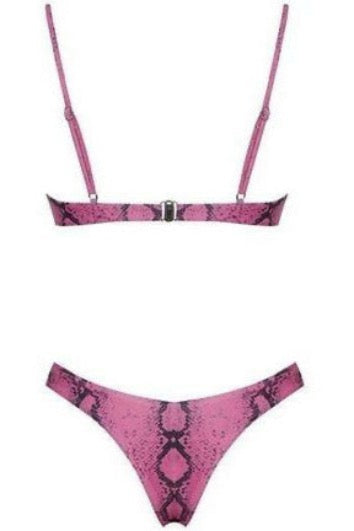 Alexa Pink Snake Print Bikini Set - MONZI
